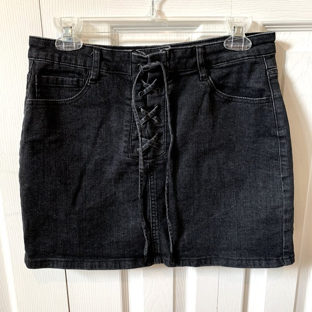 GARAGE Black Denim Mini Skirt